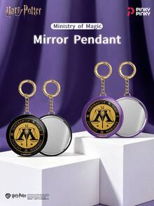 Harry Potter Women's Bag Charm Tinplate Mirror Keychain Ministry Of Magic Suitable For Halloween Birthday Gift Christmas - Multicolor - View 2