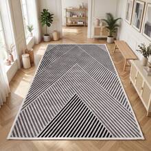 Washable Modern Minimalist Patterned Area Rug – Scandinavian Geometric Design, Contemporary Washable Carpet For Living Room, Bedroom & Home Decor - Dusty Blue - View 3