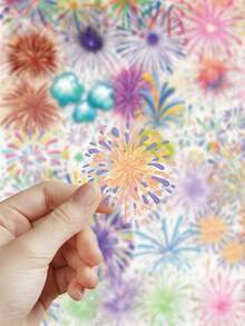 50pcs Vintage Fireworks Stickers For Phone Case, Refrigerator, Planner, Scrapbook, Diary, Luggage, Guitar, Helmet, Skateboard, Laptop - Multicolor - View 4