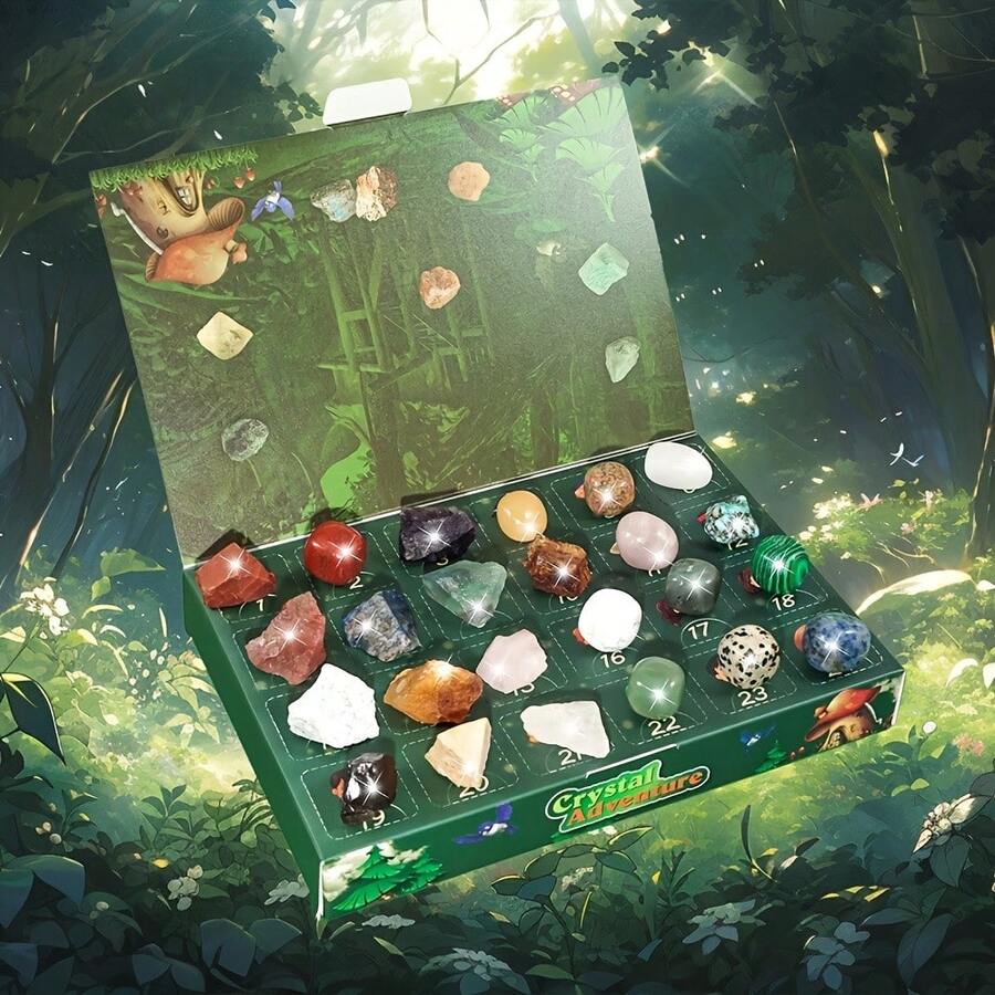 Christmas Ore Countdown Calendar Gift Box, 24 Pieces Natural Stone Advent Calendar Set - Sparkling Natural Decor Countdown For Home And Office, Unique Christmas Holiday Gift, Random Color - Advent Gift Box(24pcs/1 Set) - View 1