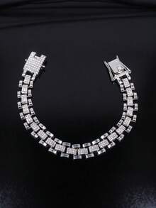 Full Rhinestone Watch Chain Necklace Unisex, Densely Set Rhinestone Hip Hop Shiny Watch Band Chain, Rapper Stage Party Accessory - Watch Strap - View 10