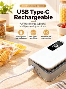 Portable USB Rechargeable Heat Sealer, No Preheating Required, One-Press Sealing, 6 Adjustable Modes, Suitable For Snacks, Candy, Coffee Beans, Plastic Bags And Food Storage, Mini Compact Design For Easy Carrying And Use At Home Or On The Go - Multicolor - View 10