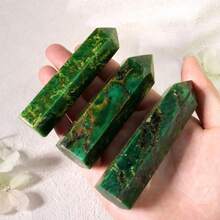 Natural Green Emerald Stone Crystal Tower Wand, Hand Polished Point, Home Decor, Holiday Gift - Green - View 14