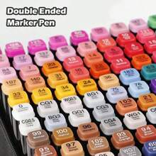 Portable Black Pouch 60pcs Dual-Tip Drawing Markers, Fine And Bold Dual-Tip Design, Illustration Manga Coloring Handmade Creative Art Markers, Colored Markers [Professional Art Use] - 60pcs - View 7