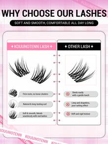 100PCS Curled Natural Lash Clusters, Wispy Defined Individual False Eyelashes, Soft Lightweight Thin-Stem DIY Lash Extensions, Beginner-Friendly Easy At-Home Lashes For Natural Voluminous Daily Makeup, Gift For Women & Girls - View 4