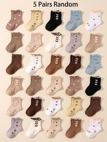 5/10/20 Pairs Cute Baby Girl Floral Ruffle Socks, Vintage Flower Toddler Infant Crew Socks, Soft 0-36M All Seasons, Newborn Princess Gift - Multicolor - View 17