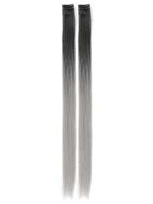 2Pcs 24 Inch Ombre Straight Clip In Hair Extensions, Colored Highlight Hair Pieces For Women, Multiple Gradient Colors - Multicolor - View 16