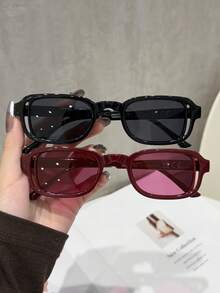 2 Pairs Women's Fashionable Retro Style Rectangular Glasses, Perfect Blend Of Modern Design And Classic Charm, Suitable For Vacation Outfits, Parties, Daily Life, Fits All Face Shapes - Multicolor - View 7