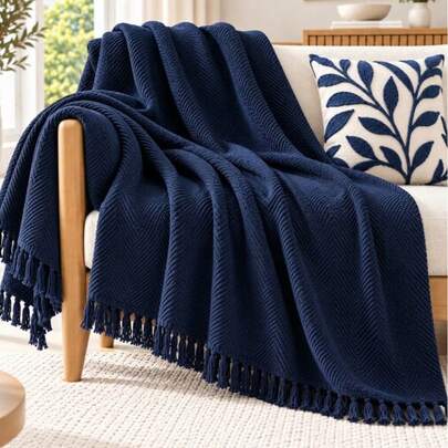 100% Cotton Sofa Throw Cover With Fringe –170x200 Cm - Non-Slip Couch Protector& Suitable For Single - Double Couch & Living Room