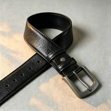 Men's Alloy Buckle Belt, Business Casual Style, Versatile Pants Belt, Pin Buckle Design With No Hole Needed, Easy Adjustment, Fine Texture And Soft Touch, Suitable For Daily Commute, Workplace Outfit, Date And Gathering - 7 Styles In Black - View 8