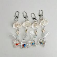 1pc Ocean Tropical Fish Cute Phone Charm, Natural Shell Pendant, Wind Chime Bag Charm, Keychain, Travel Accessory, Birthday Gift, Valentine's Day, Christmas, New Year Gift - Multicolor - View 1