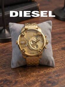 DIESEL DZ7287 Men's All-Gold Tone Watch, Large Dial Chronograph, Textured Dial, Solid Metal Chain Bracelet, Men's Accessory Gift - Gold - View 1