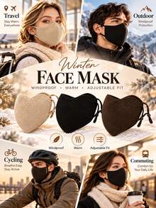 2PCS/1PC Winter Warm Face Mask, Windproof Cloud Fleece Face Cover With Eye Protection, Reusable 3D Breathable Cold-Proof Mask, Adjustable Ear Loops, Soft Warm Face Mask Suitable For Outdoor Cycling And Running, UV Protection Sun Protection Mask For Women - 1-pack - View 4