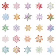 50pcs Glass Colorful Transparent Snowflake PET Graffiti Stickers, Self-Adhesive For Luggage, Bicycle, Water Bottle, DIY Skateboard, Bags, Helmet And More Decoration - one-size - View 4