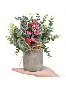 2 Pcs Artificial Eucalyptus Potted Plants, Small Fake Greenery, Suitable For Bathroom, Kitchen, Shelves, Can Be Used As Rustic Dining Table Decor, Also Suitable As Birthday Or Graduation Gift - Many - View 18