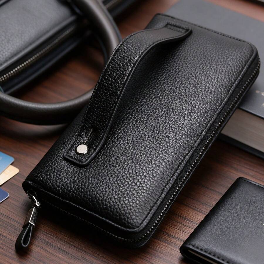 Men's Long Wallet Zipper Wallet With Multi-Layer Card Slots Minimalist Phone Wallet With RFID Anti-Theft Credit Card Wallet Business Card Holder Men's Wallet Card Holder Men's Travel Wallet Gift For Men - Black - View 1