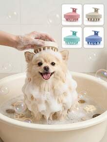 PETSIN 1pc Gentle Silicone Scalp Massage Brush, Wet & Dry Use Shampoo Tool For Deep Cleaning And Relaxing Your Scalp, Scalp Care Accessory Suitable For All Men And Women's Personal Care - Multicolor - View 1