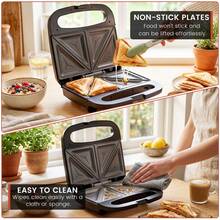 SUPERLEX 4-Slice Sandwich Toaster, 800W Deep Fill Non-Stick Toastie Machine Fast Heating, Auto Temperature Control, Indicator Light, Cool Touch Handle, Easy Clean Compact Grill For Cheese Toastie Maker - Black - View 4