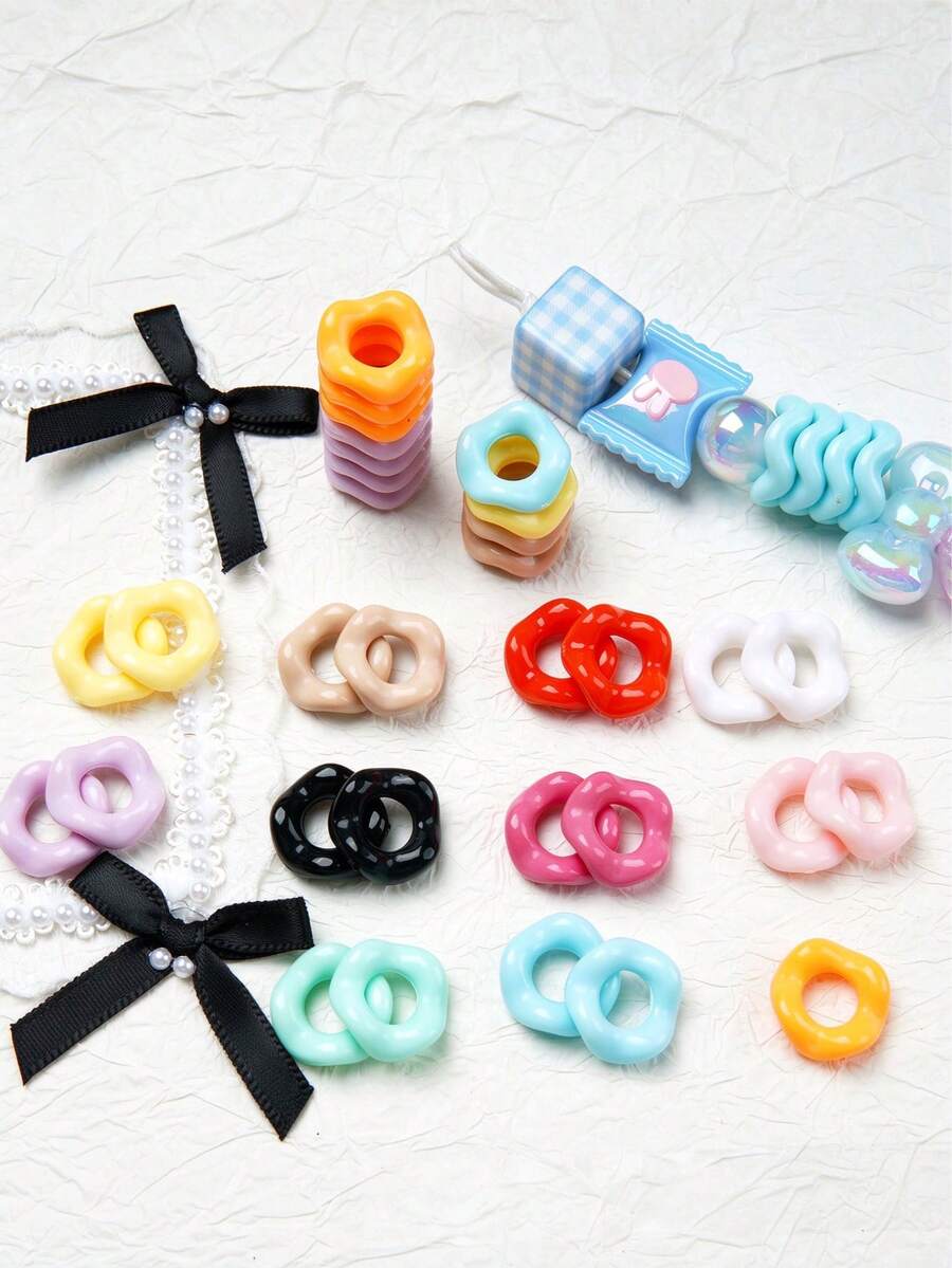 100pcs-15mm Colorful Wavy Flower Spacer Beads, Suitable For DIY Bracelets, Necklaces, Keychains Jewelry Materials - Macaron Wavy Separator - View 1
