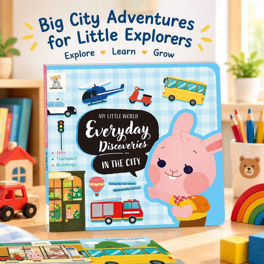 Little World . Big Discovery 紙板書系列 | 室內與戶外活動、家人與朋友、身體部位、動物與植物、食物啟蒙學習書，幼兒認知圖書，適合 2 歲以上兒童認識周圍事物，書中包含鮮豔圖片與對應英文單字