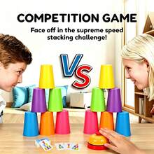 Interactive Colorful Stacking Cups Game Set, 2-Player Competitive Tabletop Game, Parent-Child Interaction, Stacking Toy, Early Education Color Recognition, Children's Toy Gift - Multicolor - View 3