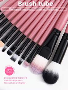 26pcs Pink & Black Makeup Tool Set, Includes 18pcs Pink & Black Makeup Brushes And 8pcs Makeup Accessories, 18 Different Brush Heads Support Large Area Blending, Eyelid Coloring, Eyebrow Shaping And Precise Eyeliner Application, Suitable For Layered Eye Makeup - Multicolor - View 4