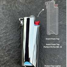 1PC Metal Lighter Case Cover With Bottle Opener, Portable Protective Shell Accessory, Fits Standard Size Lighters, Keychain Design, Suitable For Daily Outdoor Use, Compatible With BIC J5 Full Size Shell, Perfect Ideal Gift Choice For Christmas And Halloween, Fashionable And Elegant Appearance, Built-In Bottle Opener Function, Combines Lightweight Protection And Bottle Opening In One Small Accessory, Made Of Polished Metal, Durable And Scratch-Resistant, Protects Lighter From Bumps And Scratches. Simple And Practical, Great Daily Accessory And Gift For Friends. - Multicolor - View 3