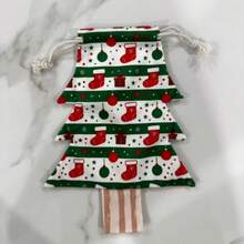 1 túi quà dây rút hình cây thông Noel, túi treo lưu trữ ngày lễ, phụ kiện trang trí theo mùa cho tiệc Giáng sinh và trang trí nhà cửa - Nhiều màu - Xem 6
