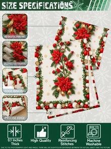 1pc Christmas Style Red Floral Print Table Runner, Kitchen Decor, Table Runners, Christmas Home Decor, Christmas Decorations For Home, Microwave Dust Cover, Kitchen Decor Tablecloth, Home Decor Table Runner, Party, Holiday Decor Tablecloth, Fireplace Runner, Room Decor Bed Runner - Multicolor - View 8
