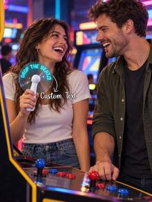 1PC Custom LED Message Handheld Fan, Personalized Text, Cyan Light Up Mini Fan With Music Note, Music Festival & Concert Accessory, Rave Party Favor, Summer Party Photo Prop & Birthday Gift - Multicolor - View 2