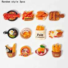 3/6/8/12pcs Mini Food Themed Fridge Magnets, Cartoon Bread Lobster Pizza Resin Fridge Magnets, Cute Kitchen Home Decor Personalized Fridge Stickers, Kitchen Decoration, Home Decor, Gift For Friends And Family - Multicolor - View 11