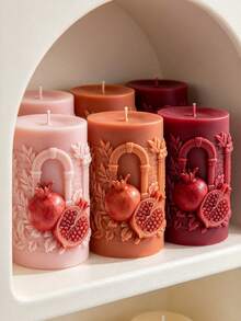 Classical Arch Relief Pomegranate Column Silicone Mold, Soft Silicone Material Easy To Demold, DIY Aromatherapy Candles, Plaster Ornaments, Fragrance Soaps, Resin Decor, Holiday Home Decor, Handmade Gift Making - Pomegranate Cylinder - View 3