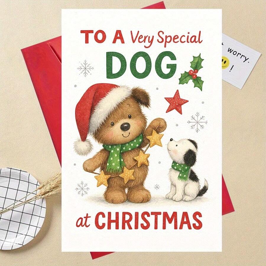1 Set Perfect Christmas Card Set With Envelopes - Specially Designed For Dog Lovers, These Christmas Cards Feature Adorable Holiday Puppy Patterns, Making Them An Excellent Choice For Pet Owners To Celebrate The Holidays And Express Their Love - Sets - View 1