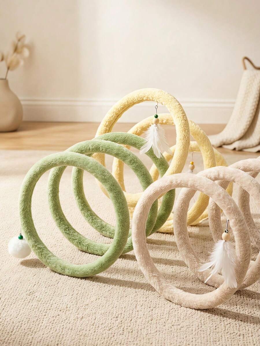 PETSIN 1 cái Hầm mèo xoắn có thể gấp gọn kèm chuông tháo rời, đồ chơi tự chơi phát ra tiếng sột soạt cho mèo, thỏ, chó con & chồn
