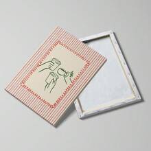1pc Framed/Unframed Retro Coffee Club Red Striped Canvas Poster Abstract Line Drawing Cheers Coffee Cafe Bar Wall Art Print Minimalist Kitchen Aesthetic Decor Scroll Painting For Office,Coffee Lover,Apartment,Modern Home Decoration - A - View 3