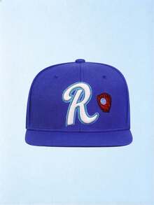 1PC Unisex Flat Brim Baseball Cap, Letter R Embroidery, Side Letter Graphic Print, Adjustable Fashion Hat, For Hiking, Casual, Street, Party & Travel - Multicolor - View 7