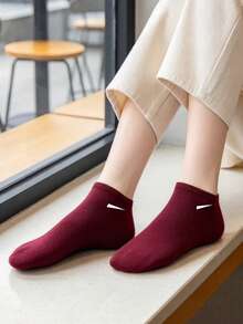 10 Pairs Unisex Burgundy Boat Socks, Sweat-Absorbent Breathable Comfortable Invisible Socks, Suitable For Daily Wear, Sports, Business, Unisex, All Seasons, Best Gift Choice For Back To School And Holidays - Burgundy - View 3
