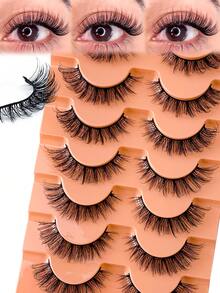 7 Pairs Natural Look False Eyelashes Handmade Lashes Fluffy And Natural Thin And Lightweight For No-Makeup Look Reusable Suitable For Women's Daily Makeup And Work - Black - View 2