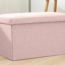 1pc Foldable Linen Storage Ottoman, Large Capacity, Suitable For Shoe Changing Or Sofa Bench, Multi-Functional Storage Stool - Beige - View 38