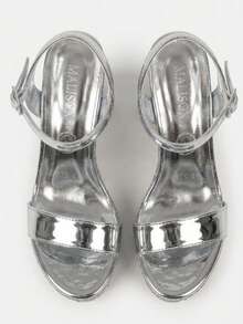 Women Heeled Sandals - Silver - View 4