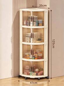 1pc 47cm/18.5in Wide Right Angle Fan-Shaped Plastic Storage Cabinet, Foldable Storage Box, Kitchen Dining Tableware Cabinet, Kitchen Storage Rack, Home Living Room Toy Cabinet Storage Rack, Gap Cabinet Organizer, Kitchen Gap Storage Cabinet, Christmas Gift, Storage Box, Underbed Storage Bin - Multicolor - View 9
