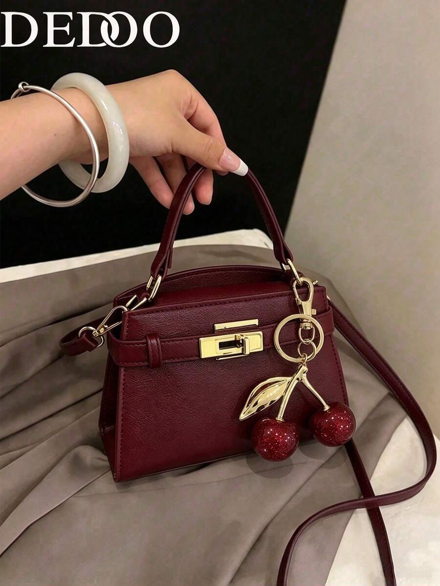 Dedoo Premium Litchi Texture Women's Handbag, Solid Color Strap Decor, Multifunctional Lightweight Crossbody Shoulder Bag, Suitable For Shopping And Dating