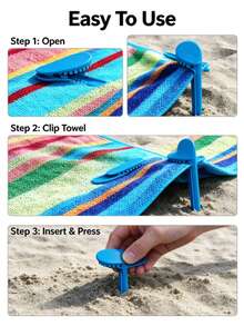 4pcs Beach Towel Clips, Picnic Mat Clips, Camping Tent Clips, Plastic Towel Clips - Multicolor - View 7