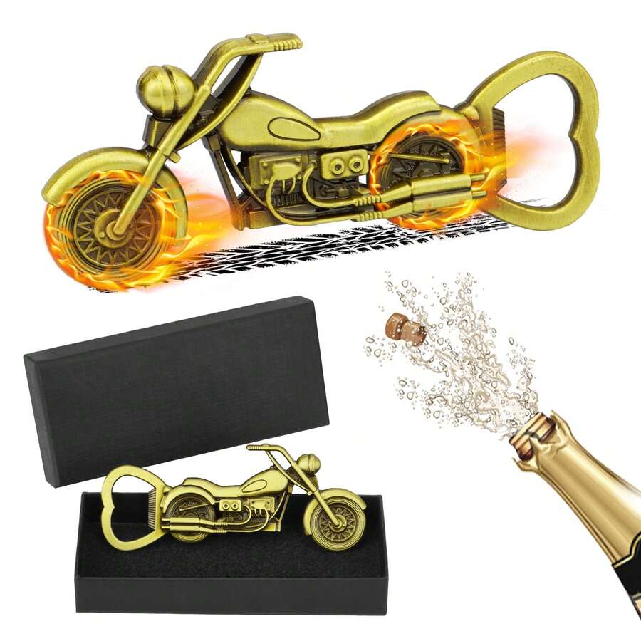 1pc Vintage Motorcycle Bottle Opener - Intricate Metal Design, Perfect For Beer And Wine, Ideal Gift For Motorcycle Enthusiasts, Home Bar Essential, Christmas Gift - View 1
