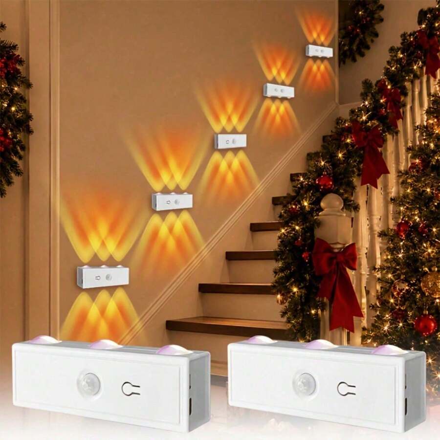 Smart Sensor RGB Wall Light Night Light, Magnetic Installation, USB Rechargeable, Suitable For Bedroom, Living Room, Game Room, Holiday Party Light, RGB Wall Sconce, Great Choice For Gift And Room Decoration - 3-color Light - View 1