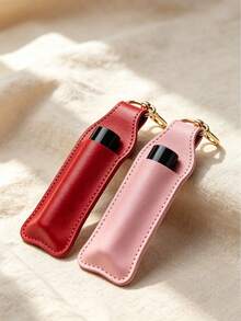 Sweet Style PU Leather Lipstick Holder Keychain, Bag Charm Accessory With Transparent Bear And Star Candy Pendant, Built-In Card Slot For Lipstick/Lip Balm, Lobster Clasp Design For Easy Attachment To Bag Exterior, Exquisite Girly Design, Compact Space-Saving Storage And Decorative Bag Pendant - Multicolor - View 8