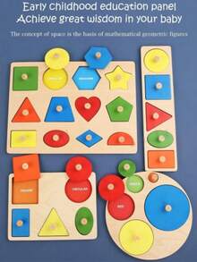 1 Montessori Early Education Children's Wooden Geometric Shape Color Matching Board Children's Early Education Board Hand Sharpening Board Toy - Multicolor - View 3