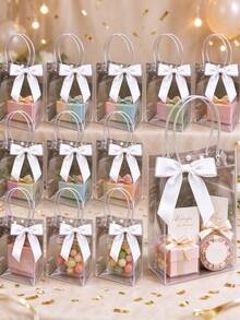 24/12/6/1pc Transparent Gift Bags, Clear PVC Tote Gift Bags With Bows, Perfect For Baby Shower, Birthday, Wedding, Bridal Shower And Halloween Party Decorations, Christmas Halloween Party Gift Bags - Multicolor - View 7