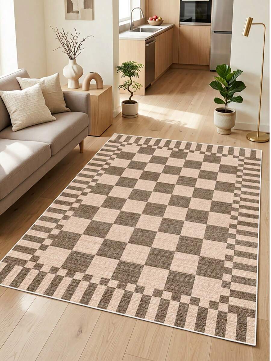 Decomia -Digitally Printed Living Room Rug, Kitchen Rug, Runner - Rust Brown - View 1