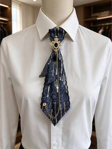 1pc Handmade Unisex Star Denim Chain Diamond Exquisite Tie, High-End Elegant, Suitable For Uniform, Daily, Party - Star Denim Style - View 17
